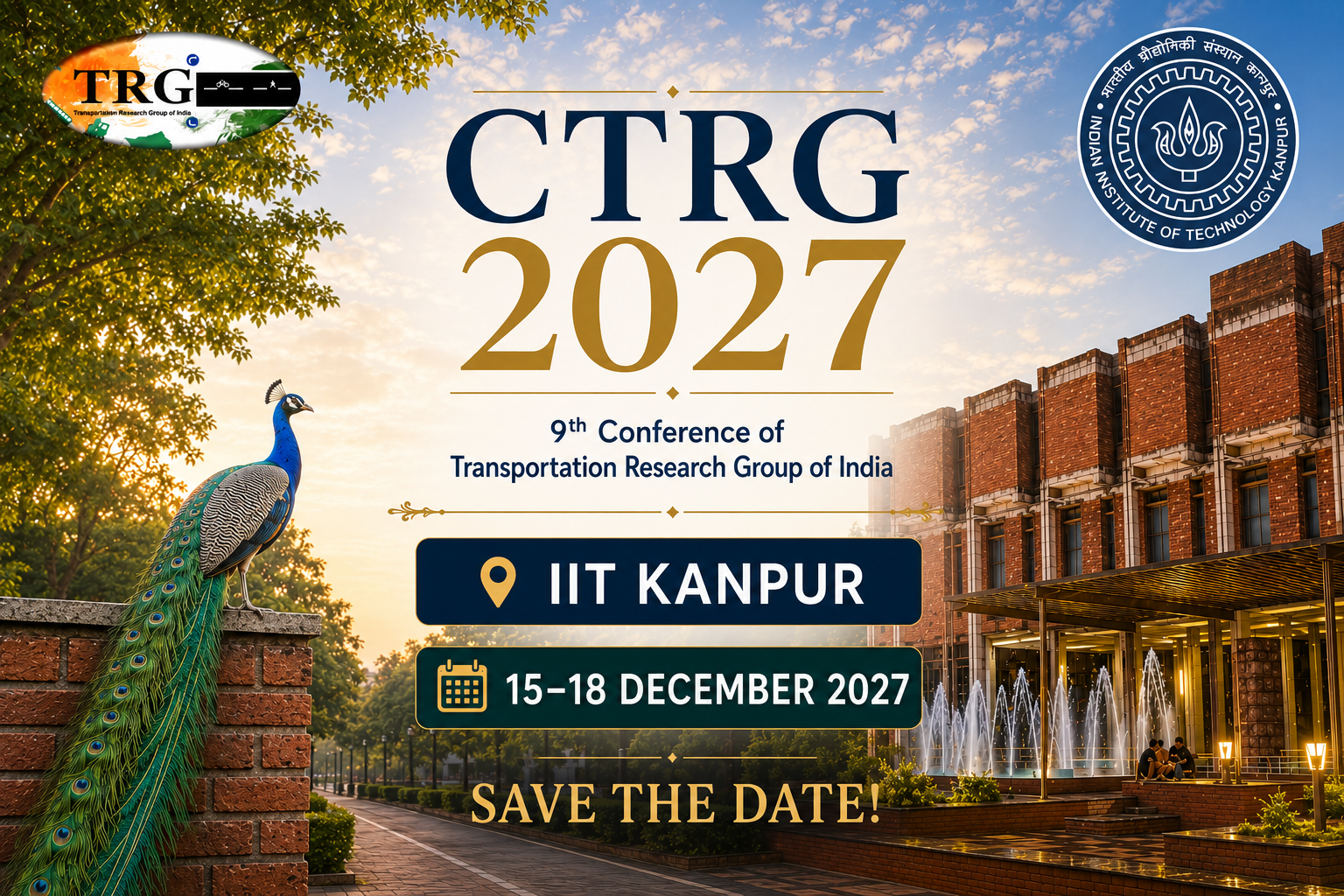 CTRG 2027 — 9th Conference of Transportation Research Group of India, hosted at IIT Kanpur, 15–18 December 2027. Save the date.